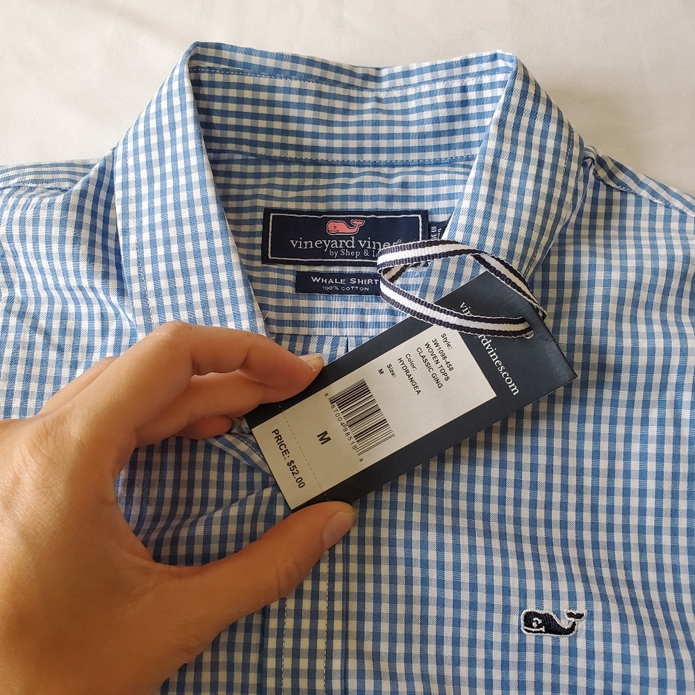 Vineyard Vines Classic Gingham Whale Shirt M